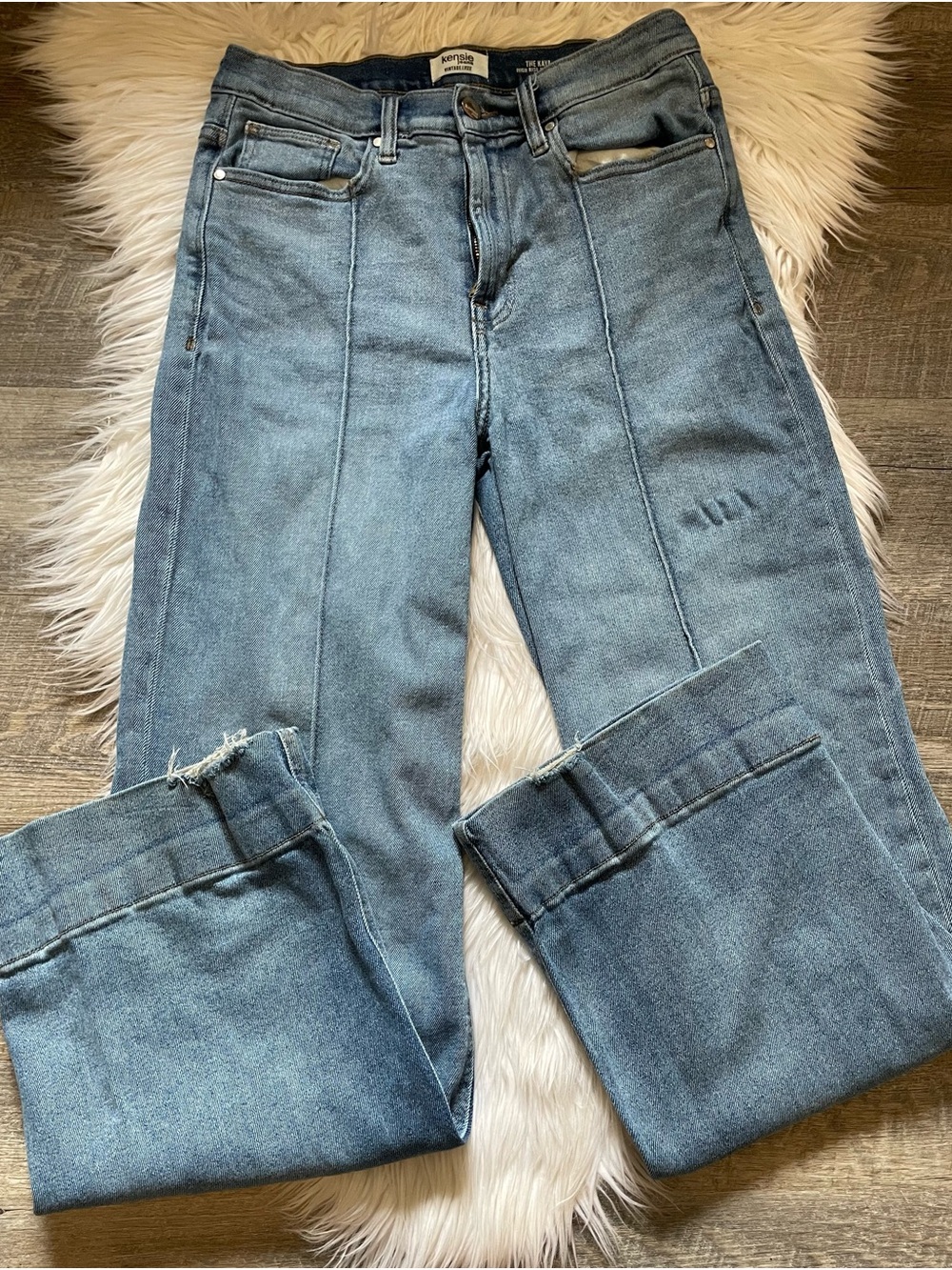 Kensie Medium Blue wide Leg Jeans with Front Seam